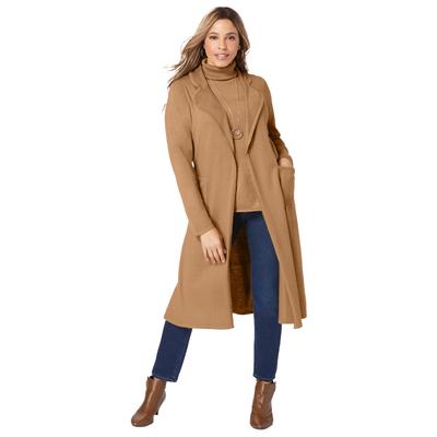 Plus Size Women's Cashmere Collared Duster by Jessica London in Brown Maple (Size L)