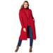 Plus Size Women's Cashmere Collared Duster by Jessica London in Classic Red (Size S)