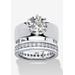 Women's 4.80 Cttw. 2-Piece Round Cubic Zirconia Sterling Silver Wedding Ring Set by PalmBeach Jewelry in Silver (Size 7)