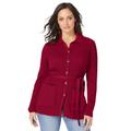 Plus Size Women's Button Down Rib Cardigan by Jessica London in Rich Burgundy (Size M)