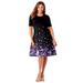 Plus Size Women's Ponte Flare Dress by Jessica London in Purple Garden Border (Size 34 W)