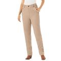 Plus Size Women's Corduroy Straight Leg Stretch Pant by Woman Within in New Khaki Garden Embroidery (Size 24 W)