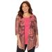 Plus Size Women's Harmony Knit Herringbone Cardigan by Catherines in Rich Burgundy Medallion Placement (Size 1X)