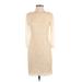 Pins and Needles Casual Dress - Sheath High Neck 3/4 sleeves: Ivory Print Dresses - Women's Size Medium