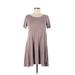Silence and Noise Casual Dress - A-Line Scoop Neck Short sleeves: Purple Print Dresses - Women's Size Medium