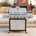 Nexgrill 5 - Burner Free Standing Propane 7500 BTU Grill w/ Side Burner Stainless Steel/Cast Iron in Gray | 46.57 H x 58.11 W x 24.41 D in | Wayfair