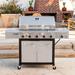 Nexgrill 5 - Burner Free Standing Propane 7500 BTU Grill w/ Side Burner Stainless Steel/Cast Iron in Gray | 46.57 H x 58.11 W x 24.41 D in | Wayfair