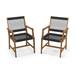 Costway Set of 2 Patio Acacia Wood Dining Chairs with Armrests for Lawn Yard