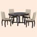 One Allium Way® 5-Piece Farmhouse Dining Table Set Wood Round Extendable Dining Table & 4 Upholstered Dining Chairs (Espresso) Wood in Brown | Wayfair