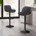 Ivy Bronx Swivel Adjustable Height Bar Stool Upholstered/Leather/Metal/Faux leather in Black/Brown | 19.09 W x 20.08 D in | Wayfair