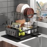 YITAHOME Multifunctional Stainless Steel 2 Tier Dish Rack Stainless Steel in Gray | 13 H x 17 W x 12 D in | Wayfair JAFBL02