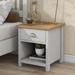 Country Style Nightstand Wood 1-Drawer 1-Shelf Nightstand, Smooth Gliding Drawers, Bed End Table for Bedroom Living Room