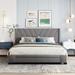 Queen Size Storage Bed Linen Upholstered Platform Bed with 3 Drawers