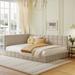 Full Size Upholstered Daybed, Sofa Bed Frame, Beige, Velvet