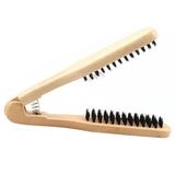 portable Hair Comb Hair Straightening Comb Styling Tools Boar Bristle Double Sided Brush Comb Clamp Professional V Shaped Hair Straightening Comb Clamp Styling Comb Hairdressing Tool