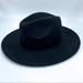 Free People Accessories | Free People Wide 3" Brim Black 100% Wool Fedora Boho Hat Os | Color: Black | Size: Os
