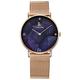 Alienwork Women Watch Watches for Ladies Girls Stainless Steel Metal Mesh Strap Rose-Gold Analogue Quartz Blue Waterproof Nacre Dial Ultra-Thin Slim-Watch Elegant