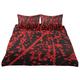 Poeticcity Messy Red Ink Splashed on Black Abstract Red Blood Paint Queen Size, 3 PCs Bed Bedspread Sheet Pillowcase Coverlet Set 100% Cotton Bedding Comforter Duvet Cover with Pillowcases