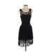 BB Dakota Casual Dress - A-Line Scoop Neck Sleeveless: Black Print Dresses - Women's Size 2