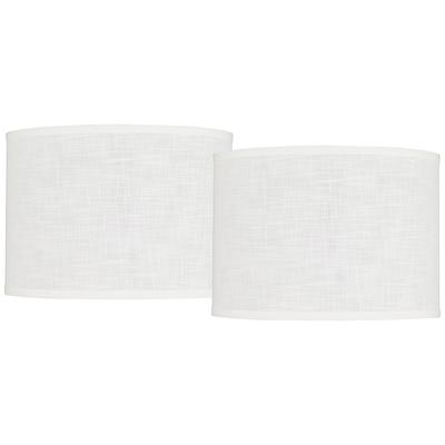 Peoria White Set of 2 Drum Lamp Shades 14x14x10 (S...