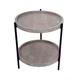 Round Side Tray Table 2 Layers Metal Wood End Table, Indoor Side Table, Double Tier Table Living Room Hallway Bedroom, Garden Ash Finish