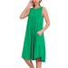 Lydiane Women's Casual Dresses K - Kelly Green Crewneck Sleeveless Pocket Shift Dress - Women