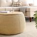 Round Storage Ottoman, 2 In 1 Function, Work As End Table and Ottoman, (25.5"X25.5"X14.5") for Hallway office Lounge