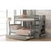 Twin Over Full Bunk Bed with Trundle & Storage Staircase, Solid Wood Bunk Bed w/Full Length Guardrail, Space Saving Design, Grey