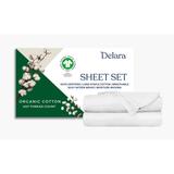 Delara GOTS Certified 100% Organic Cotton Sheet Sets, 400TC Long Staple Cotton, Ultra Soft, Moisture-Wicking,Smooth & Breathable