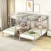 Triple Bunk Bed with Storage Shelves Staircase, Heavy-Duty Metal Frame, 3 Beds in 1 Twin Over Twin&Twin, Space Saving, Silver