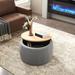 Round Storage Ottoman, 2 In 1 Function, Work As End Table and Ottoman, (25.5"X25.5"X14.5") for Hallway office Lounge