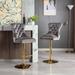 Modern Adjustable Counter Height Bar Stools, Velvet Upholstered Stool with Tufted High Back & Ring Pull for Kitchen, Set of 2