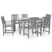 vidaXL 7 Piece Patio Dining Set Solid Acacia Wood Outdoor Garden Brown/Gray - 55.1" x 31.4" x 29.1"