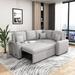 76.7" L-Shape Sectional Sleeper Sofa with USB Charging Port & Plug Outlet, Pull-Out Sofa Bed w/3 Pillows for Small Space, Grey