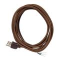 B&P LampÂ® Brown Rayon Covered Round Lamp Cord with Ground
