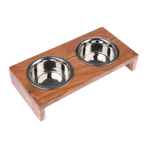 Modern Living Napfbar aus Holz Nellore 2x850ml, Ø16,5cm Katze/Hund