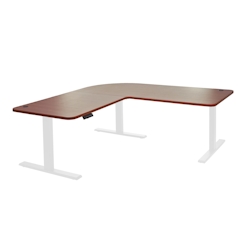 Mendler Eck-Schreibtisch HWC-D40, Computertisch, elektrisch höhenverstellbar 178x178cm 84kg ~ natur, weiß Image