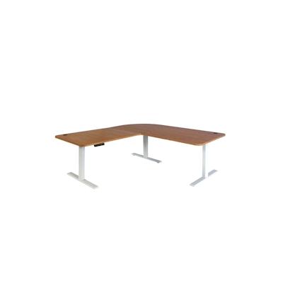 Mendler Eck-Schreibtisch HWC-D40, Computertisch, elektrisch höhenverstellbar 178x178cm 84kg ~ braun Strukur, weiß Image