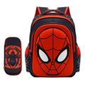 MODRYER Children's Spider Man Backpack School bags with Pencil Cases Superhero Boys Waterproof Bookbag Lightweight Rucksack for Elementary Primary Junior Students,Black B-Medium