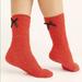 Free People Accessories | Free People Socks Super Soft Thick Satin Back Bow | Color: Black/Red | Size: Os