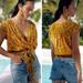 Anthropologie Tops | Anthropologie | Printed Tie Front Top | Color: Yellow | Size: Xs