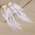 Anthropologie Jewelry | Anthro Long Tassel Feather Drop Earrings | Color: White | Size: Os