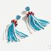 J. Crew Jewelry | J. Crew Beaded Tassel Blue Earrings | Color: Blue/Red | Size: Os