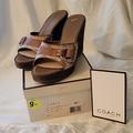 Coach Shoes | Good Condition Vintage Coach 4.5 " Wedge Shoe. Classic Coach Design W Suede Side | Color: Brown | Size: 9.5