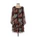 Grass Collection Casual Dress - DropWaist Scoop Neck 3/4 sleeves: Brown Dresses - Women's Size 11