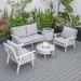 LeisureMod Walbrooke Modern White Patio Conversation With Round Fire Pit With Slats Design & Tank Holder - Leisuremod WWS-29-24-57-31-LGR