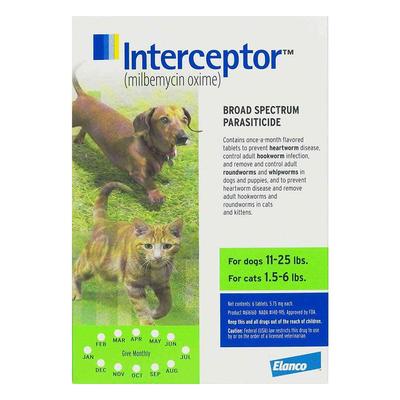 Interceptor For Small Dogs 11-25 Lbs (Green) 3 Chews