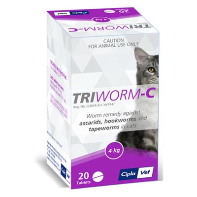 Triworm-C Dewormer For Cats 4 Tablets