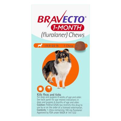 Bravecto 1 Month Chew For Small Dogs 9.9 To 22lbs (Orange) 1 Chew