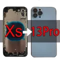 Coque arrière en acier inoxydable pour iPhone Xs à 13 pro étui de remplacement avec Flash gratuit